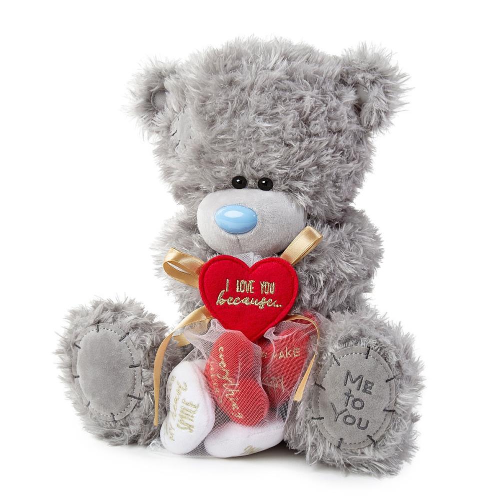12" I Love You Because Hearts Me to You Bear Extra Image 1